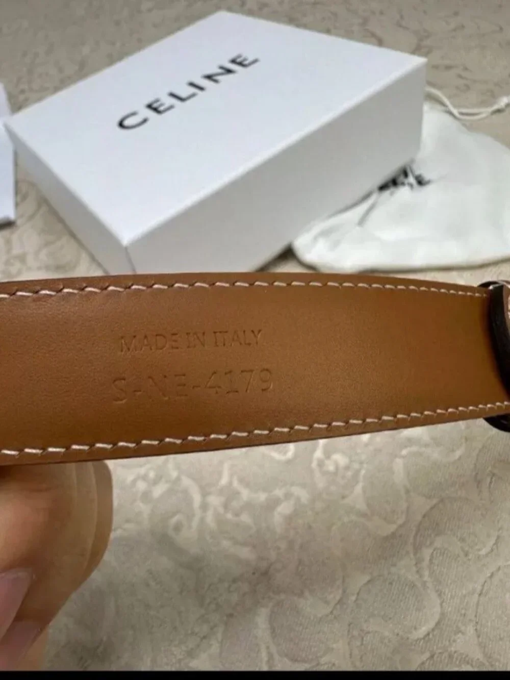CELINE Women's Tan and Brown Belt - Picture 5 of 7